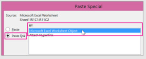 Past link in word